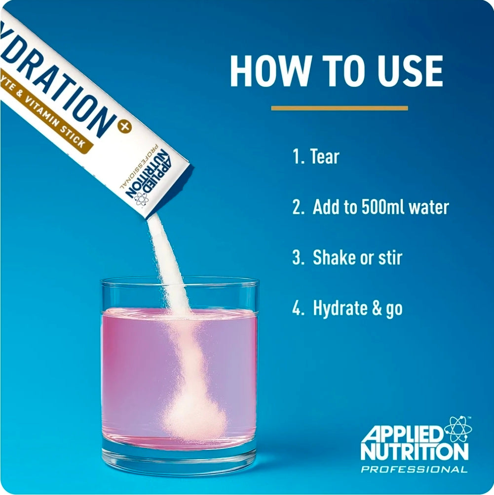 Applied Nutrition Electrolyte & Vitamin Sticks, 7 Sticks, 8g servings, (Free Water Bottle)