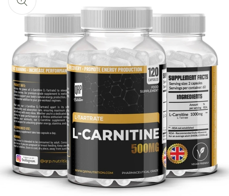 QRP Nutrition L-Carnitine 500mg 120capsules Puregains Nutrition QRP Nutrition L-Carnitine 500mg 120capsules Puregains Nutrition